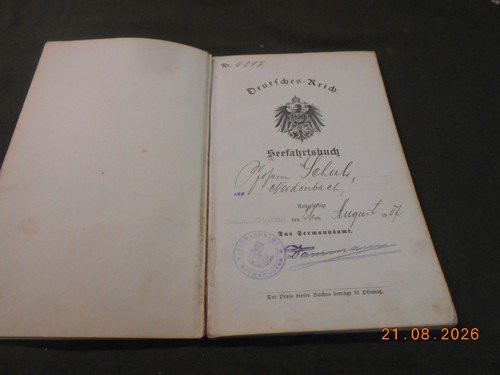Seefahrtsbuch kaiserzeit ndl - seefahrtsbuch,